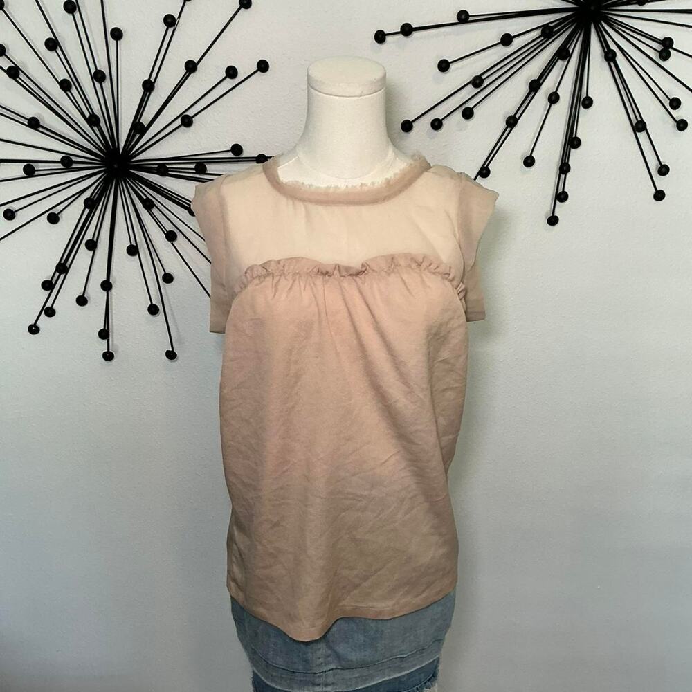 blush sheer chiffon ruffle top romantic y2k blouse